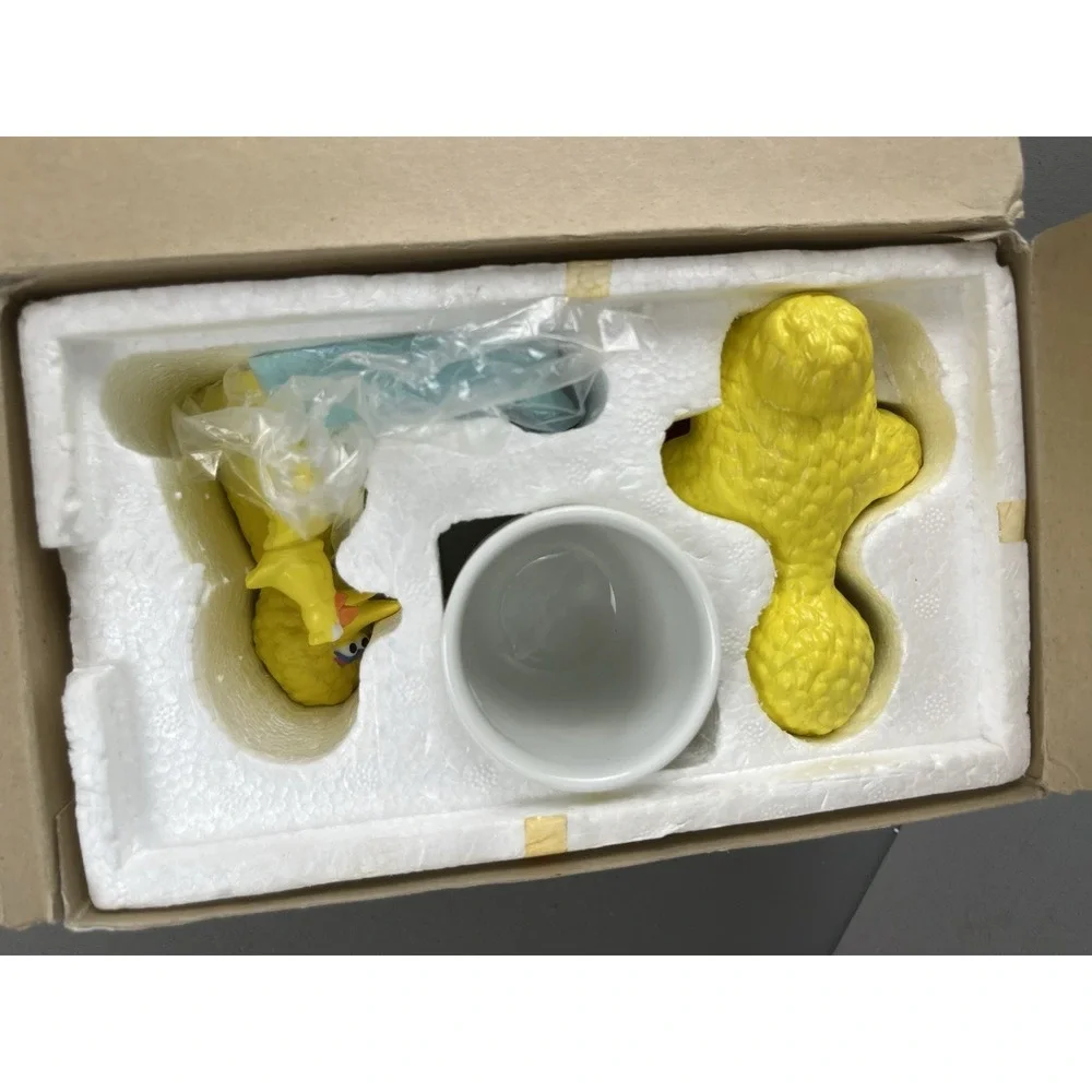 Sesame Street Big Bird Ceramic Soap Dish Toothbrush Holder And Cup Set Of 3 New